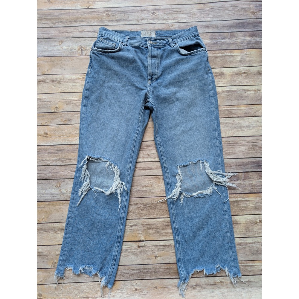 We The Free People Maggie Straight Leg Mid Rise Destroyed Jeans 29 Grunge